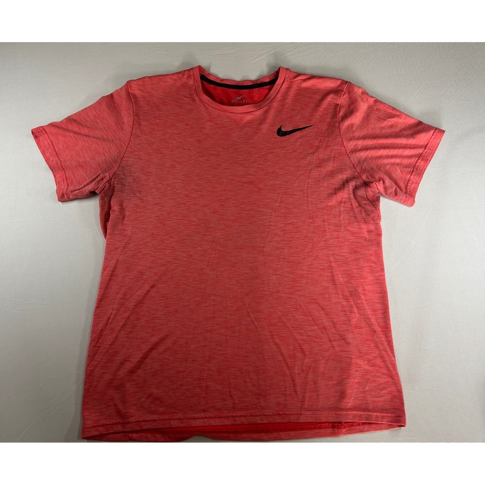 Nike Dri-FIT Mens Training T-Shirt Red Heathered Space Dye Swoosh Large RN856323